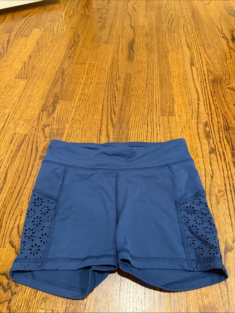 Aero Women’s Navy Active Shorts with Laser-Cut Side Panels
